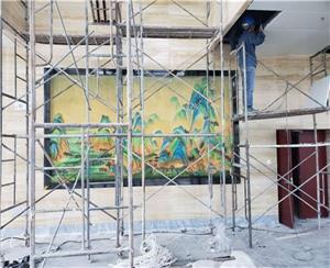 渦陽(yáng)農(nóng)商行玻璃鋼彩繪浮雕千里江山圖